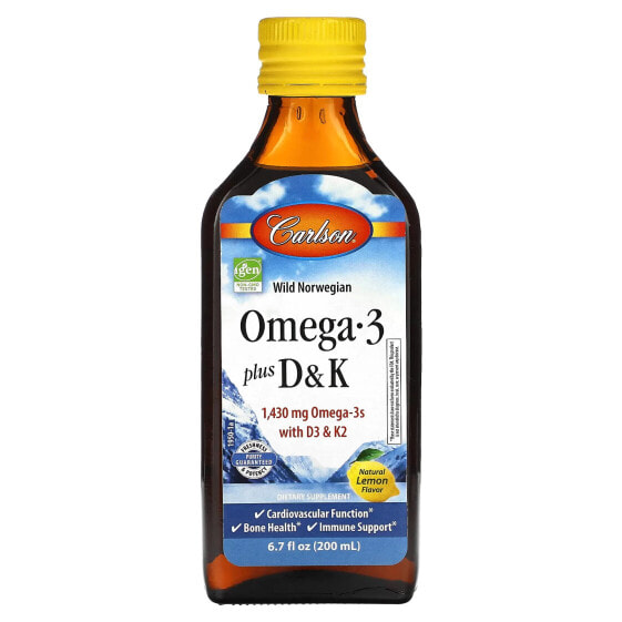 Продукт Плюс Omega 3 от Carlson, Натуральный Лимон, 1,430 мг, 200 мл