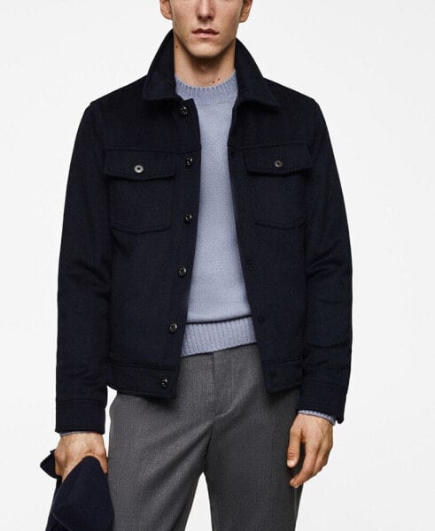 Men's Pocketed Wool-Blend Jacket
