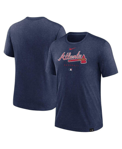 Men's Heather Navy Atlanta Braves Authentic Collection Early Work Tri-Blend Performance T-shirt