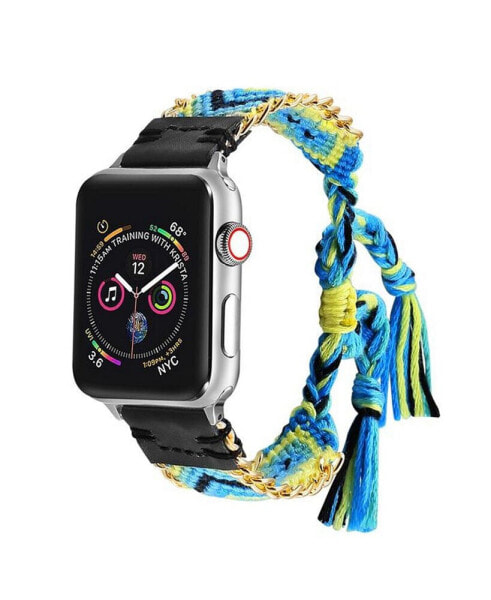 Men's and Women's Apple Multi Colored Friendship Cotton, Stainless Steel Replacement Band 40mm