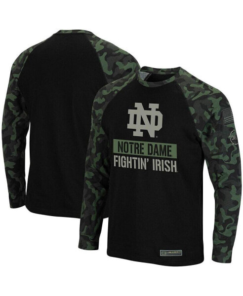 Men's Black, Camo Notre Dame Fighting Irish OHT Military-Inspired Appreciation Big and Tall Raglan Long Sleeve T-shirt