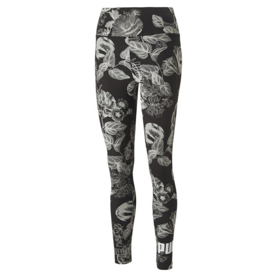 Puma Frozen Flower High Waisted Leggings Womens Black Athletic Casual 67400401