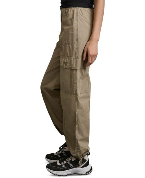 Women's Straight-Leg High-Waist Adjustable-Cuff Cargo Pants