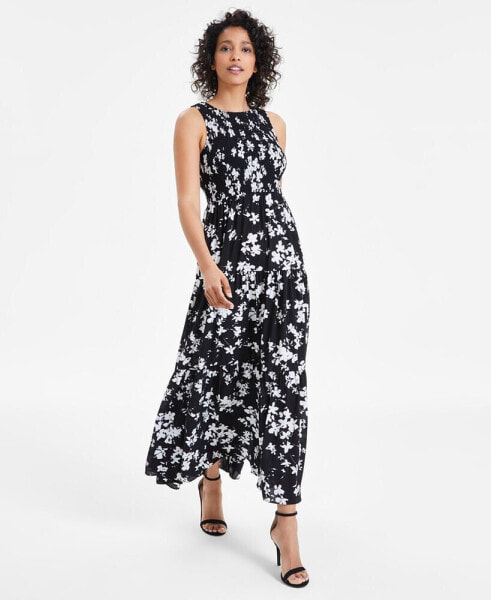 Women's Printed Smocked Tiered Maxi Dress