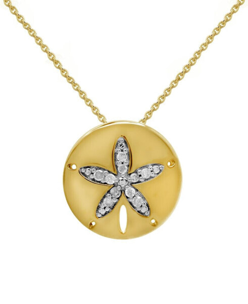 Diamond Sand Dollar 18" Pendant Necklace (1/10 ct. t.w.) in 14k Gold-Plated Sterling Silver