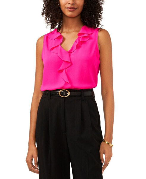 Women's Solid Sleeveless Ruffled Top