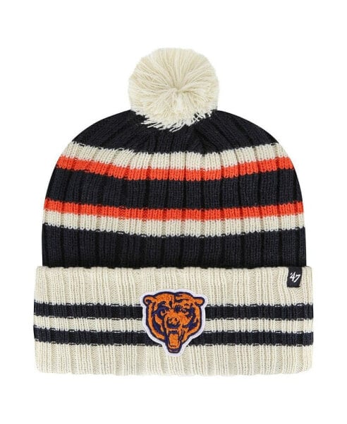 Men's Navy, Cream Chicago Bears Legacy No Huddle Cuffed Knit Hat with Pom