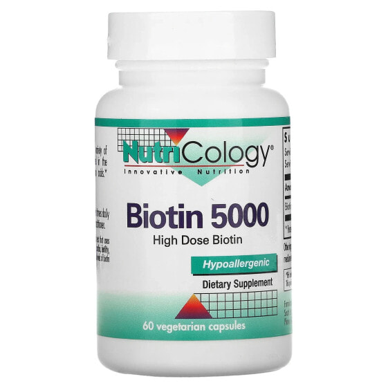 Витамины для здоровья кожи Nutricology Biotin 5000, 60 вегетарианских капсул