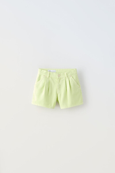 Denim bermuda shorts with darts