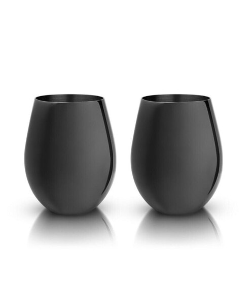 Black Matte Stemless Wine Glasses, Set of 2