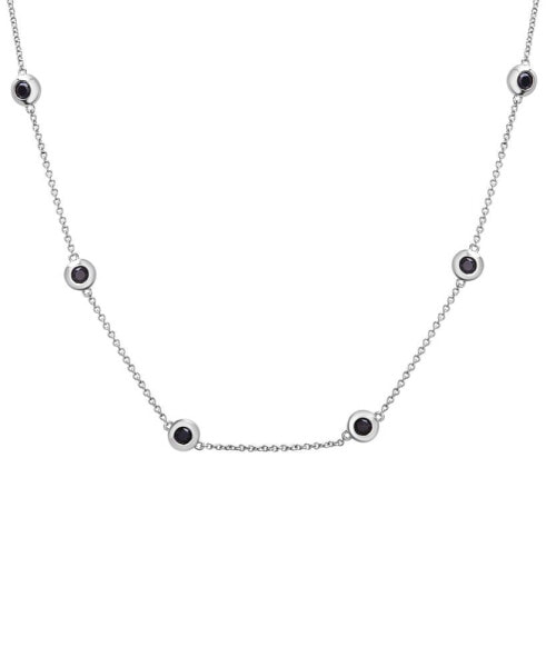 Macy's onyx Bezel Station Necklace in Sterling Silver, 16" + 1" extender