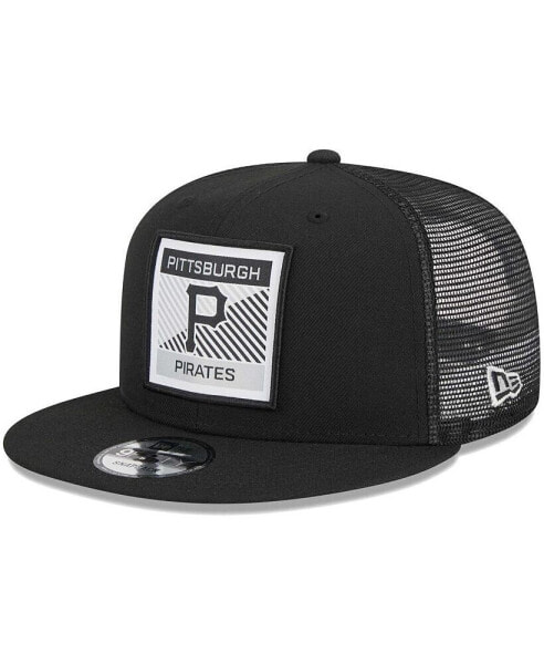 Men's Black Pittsburgh Pirates Scratch Squared Trucker 9FIFTY Snapback Hat