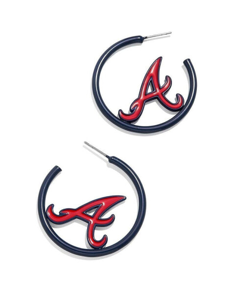 Women's Atlanta Braves Enamel Hoop Earrings