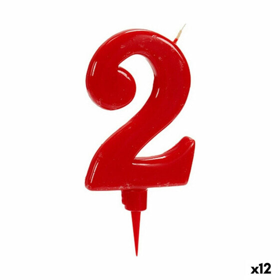 Вуаль День рождения Красный Номера 2 (12 штук)