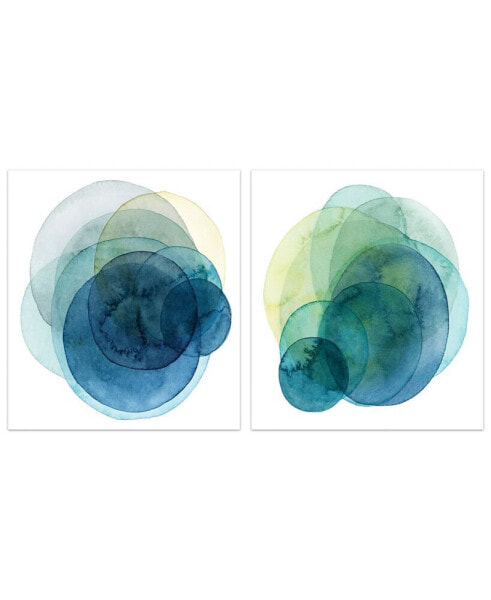 Evolving Planets I I Frameless Free Floating Tempered Art Glass Abstract Wall Art, 38" x 38" x 0.2"