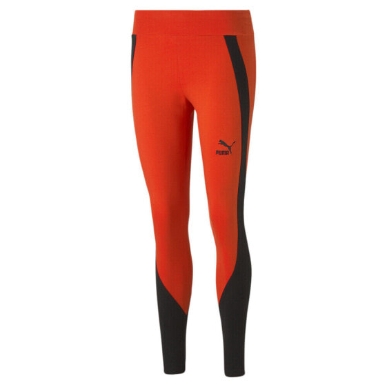 Puma Classics Block Leggings Womens Orange Casual Athletic Bottoms 53819020