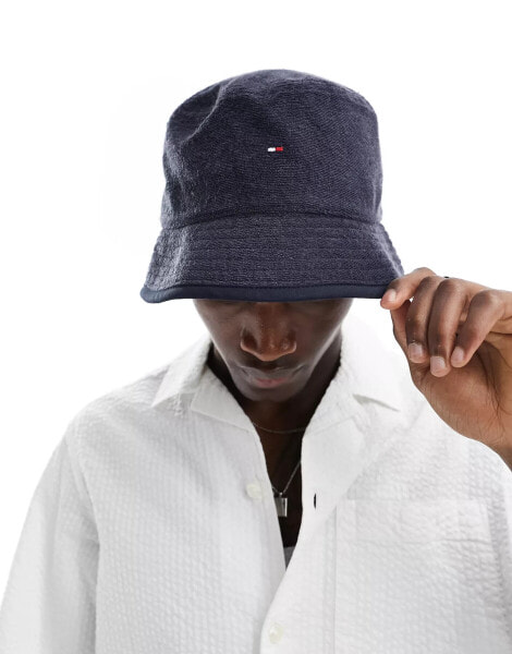 Tommy Hilfiger flag fabric bucket hat in blue