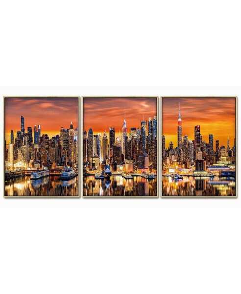 "NYC Harbor at Dusk" Wall Art (31.5"H x 23.6"W (x3))