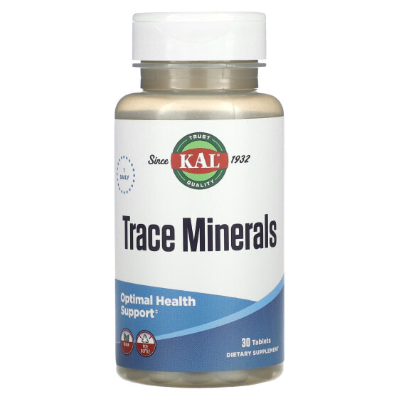 Витамины и минералы Микроэлементы KAL Trace Minerals, 30 таблеток