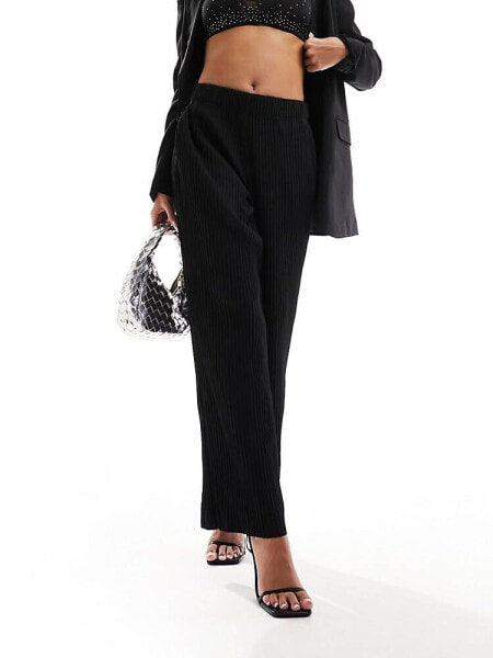 Selected Femme wide fit plisse trouser in black 