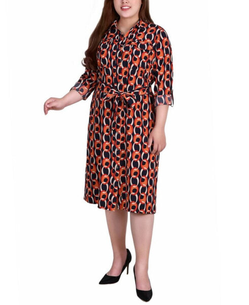 Plus Size Printed Shirt Dress