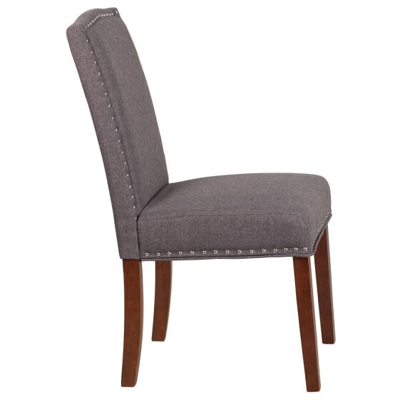 Hercules Hampton Hill Series Gray Fabric Parsons Chair With Silver Accent Nail Trim
