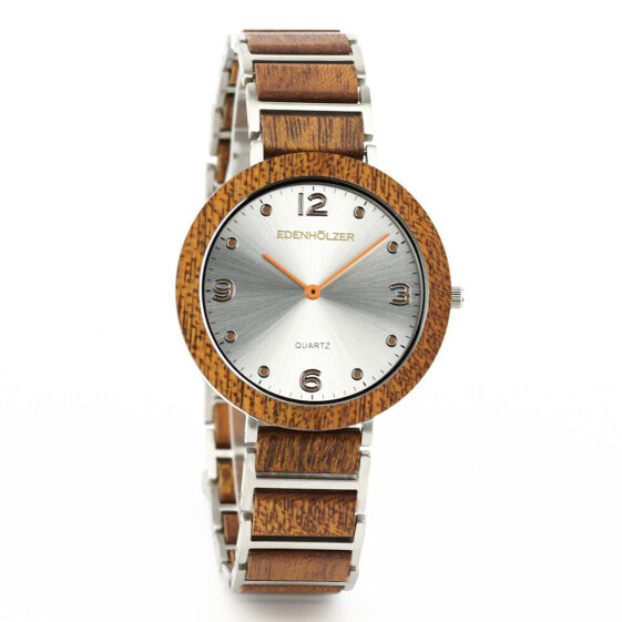 Наручные часы женские Edenholzer Holzuhr Flores из дерева с кварцевым механизмом Hardlex, с деревянным браслетом.
