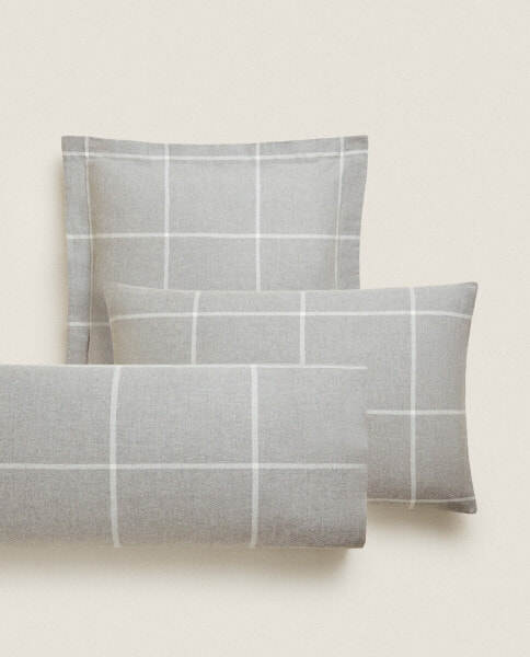 Check flannel pillowcase