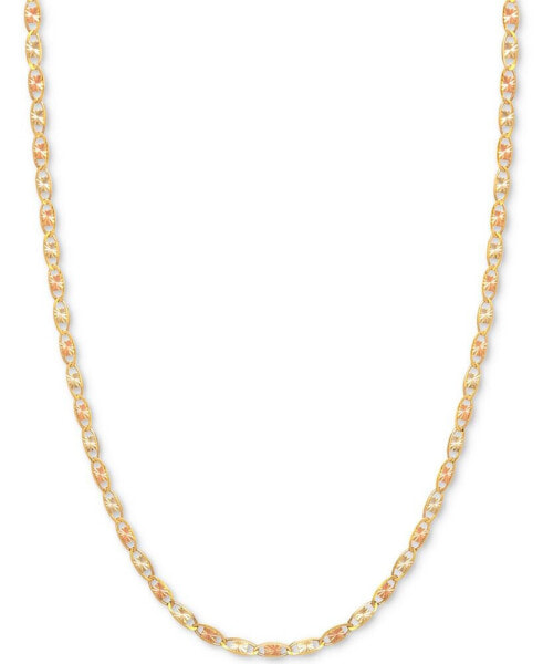20" Tri-Color Valentina Chain (1/5mm) in 14k Gold, White Gold and Rose Gold