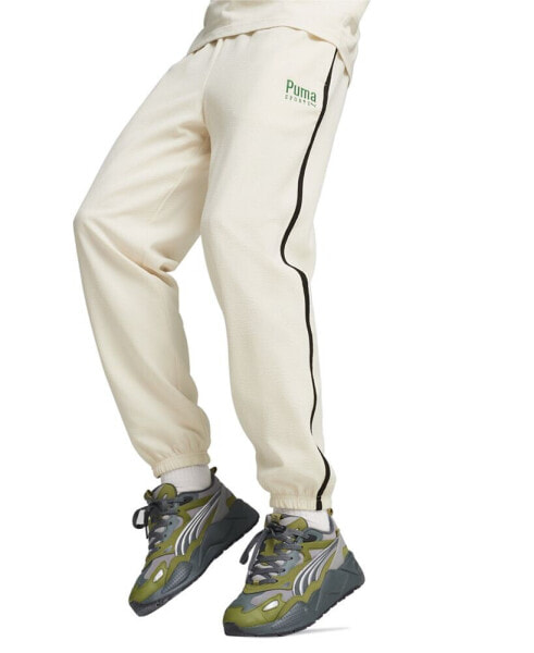 Men's Team Regular-Fit Logo Embroidered Seersucker Track Pants