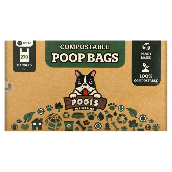 Мешки для мусора биоразлагаемые Pogi's Pet Supplies, 18 рулонов, 270 сумок