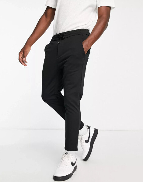 ONLY & SONS tapered smart trouser in black