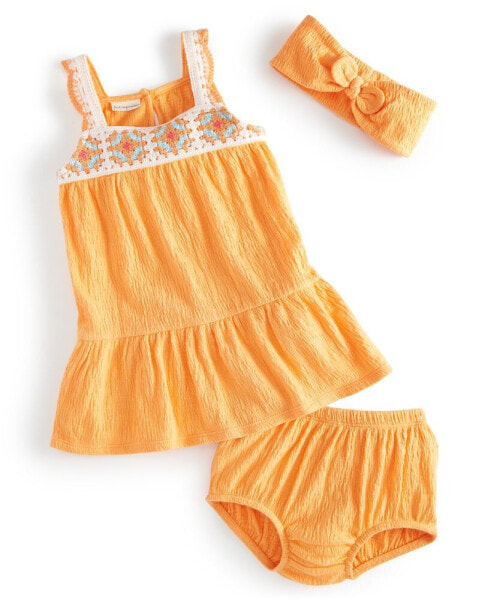 Платье для малышей First Impressions Газовая повязка, платье и трусы, набор из 3 предметов, созданный для Macy's.