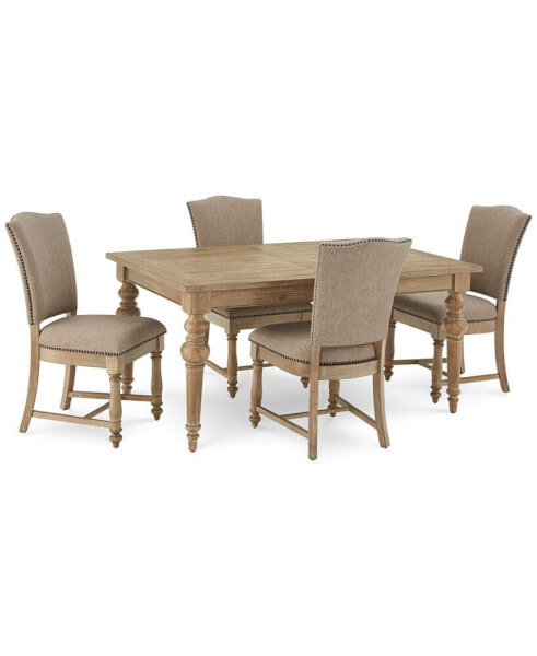 Sonora 5-pc. Dining Set (Rectangular Expandable Table + 4 Upholstered Side Chairs)
