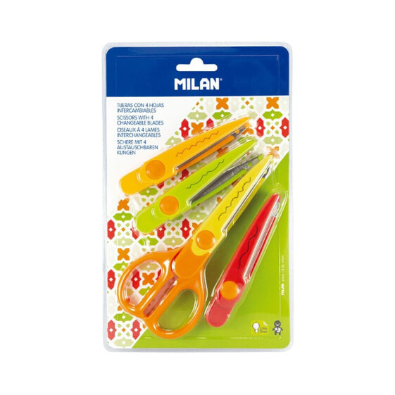 MILAN Blister Pack Zig-Zag Scissors With 4 Interchangeable Blades