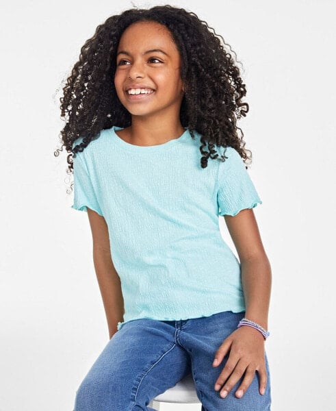 Big Girls Solid-Color Textured T-Shirt, Created for Macy's