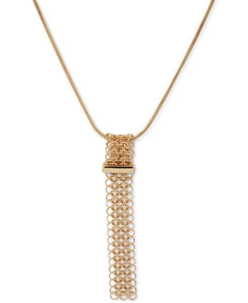 Gold-Tone Chain Mesh Long Pendant Necklace, 32" + 3" extender