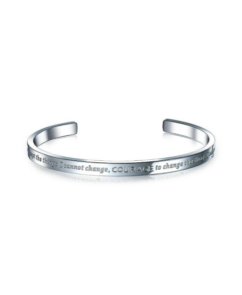 Unisex Inspirational Message Quotable Religious Mantra Stackable Serenity Prayer Cuff Bracelet For Men Women Stainless Steel
