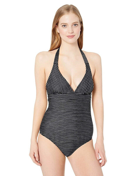 prAna 166416 Womens Lahari V-neck One Piece Swimsuit Black Stripe Size Large