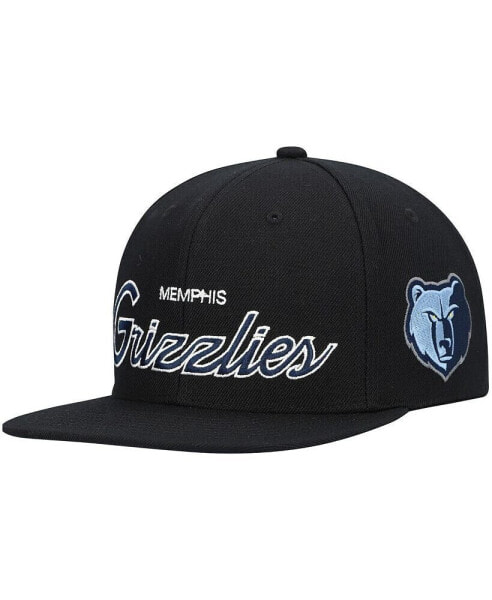 Men's Black Memphis Grizzlies Hardwood Classics Script 2.0 Snapback Hat