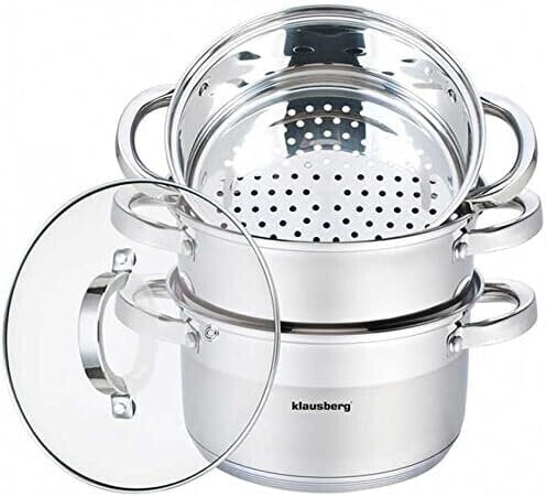 Mantowarka KB-7142 Steam Cooker Set 22 cm Induction Cooking Pot Steamer Glass Deck 4 Elements