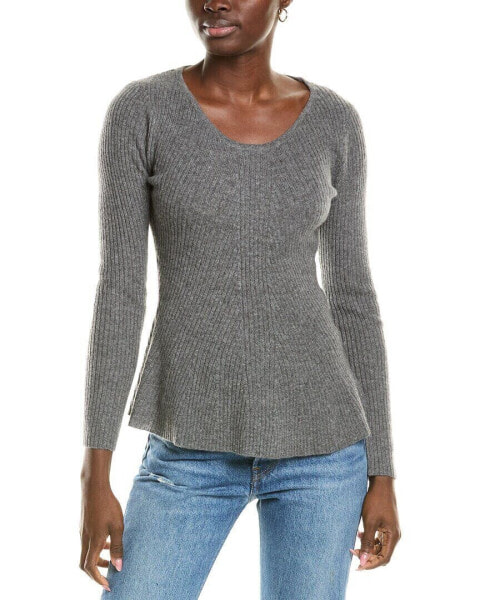 Sofiacashmere Peplum Rib Scoop Neck Cashmere Sweater Women's