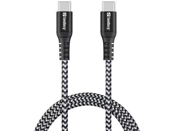 SANDBERG Survivor USB-C- USB-C Cable 1M - 1 m - USB C - USB C - USB 2.0 - Black - Grey