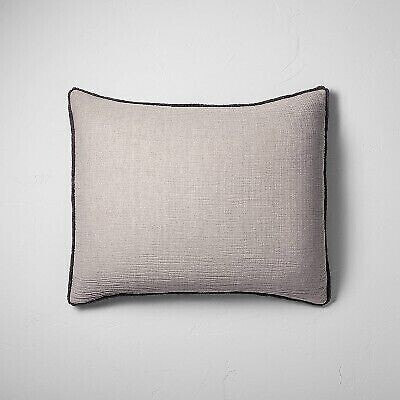 King Textured Chambray Cotton Pillow Sham Dark Gray - Casaluna