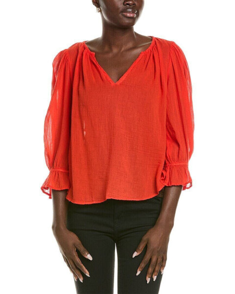 Velvet By Graham & Spencer Gauze Blouse Women's Red S