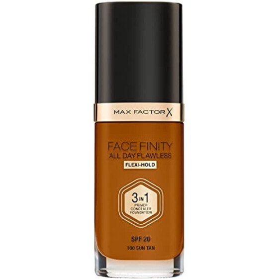 Max Factor Facefinity All Day Flawless-3 in-1 Foundation in 10 Fair Porcelain- Primer, Concealer & Foundation in One - For A Perfect Matte Finish - 30 ml