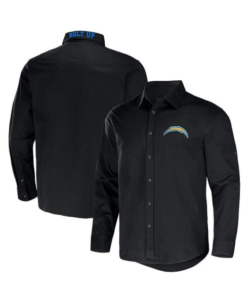 Men's NFL x Darius Rucker Collection by Black Los Angeles Chargers Convertible Twill Long Sleeve Button-Up Shirt