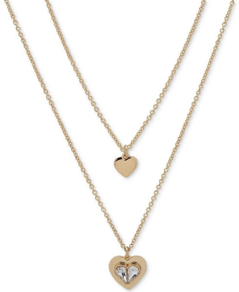 Gold-Tone Crystal Heart Layered Pendant Necklace, 16" + 3" extender