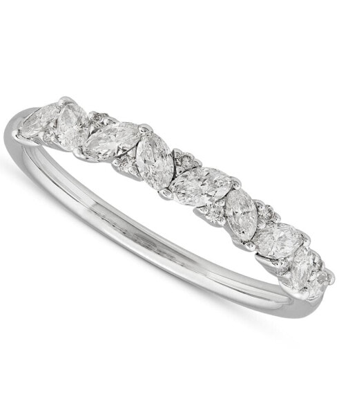 Diamond Marquise & Round Band (1/2 ct. t.w.) in 14k White Gold