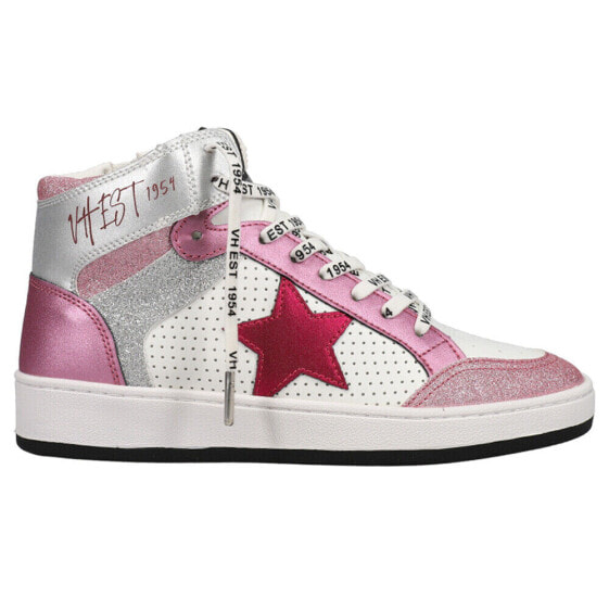 Vintage Havana Dream Glitter Perforated High Top Womens Pink, Silver, White Sne